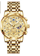 Relógio Masculino de Aço Inoxidável à Prova d’Água Detalhado e Brilhante