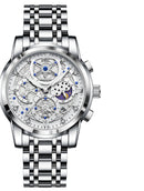 Relógio Masculino de Aço Inoxidável à Prova d’Água Detalhado e Brilhante