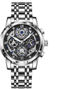 Relógio Masculino de Aço Inoxidável à Prova d’Água Detalhado e Brilhante