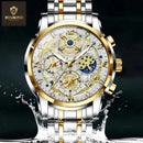 Relógio Masculino de Aço Inoxidável à Prova d’Água Detalhado e Brilhante